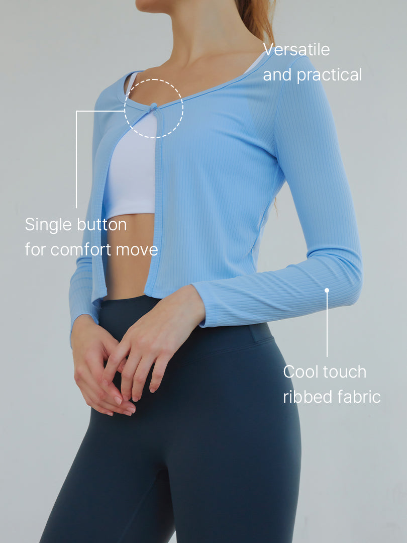 Ribbed Single Button Long Sleeve